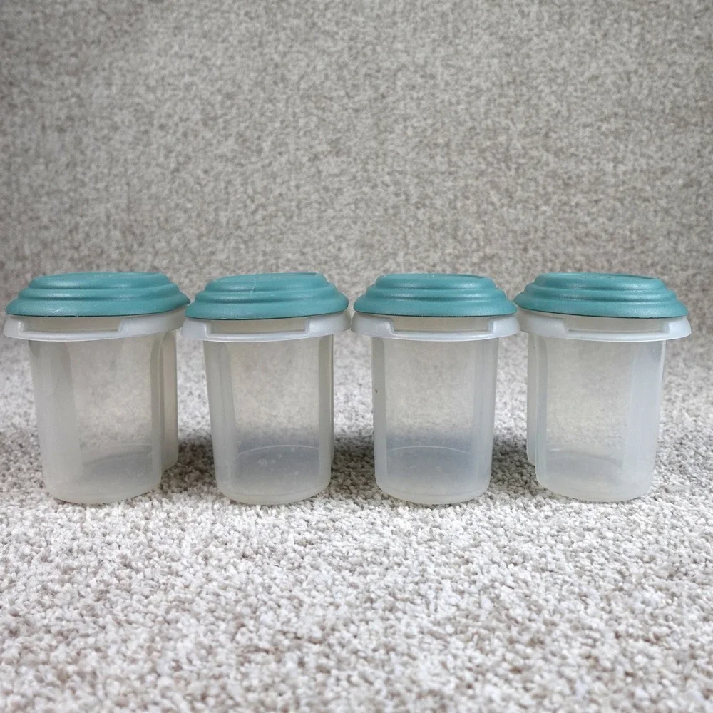 Anchor Hocking 2.5 Cup 592ml‎ Plastic Food Storage Containers Teal Lids Set of 4